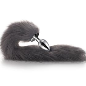 Metal Feather Anal Toys Fox Tail Anal Plug Erotic Anus Toy Butt Plug Sex Toys for Woman and Men Sexy Butt Plug Adult Accessories - gray