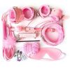 SM Bondage Restraint Set Sex Handcuffs Whip Anal Beads Butt Plug Anal Plug Bullet Vibrator Sex Toys for Woman Adult S&M Fetish - PU-Pink-10pcs