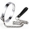 SM Metal Stainless Steel Neck Collar BDSM Sexy Leash Ring Chain Slave Bondage Toys Role Play Erotic Sex Toys For Women Men - woman