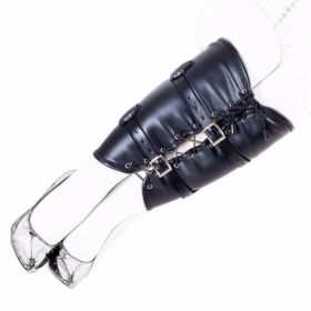 Bondage Restraints Slave RolePlay Hands Wrists Arm Leg Binder Hood Mask PU Leather Tight Single Glove Adult Game Sex Toys - Bundle thigh