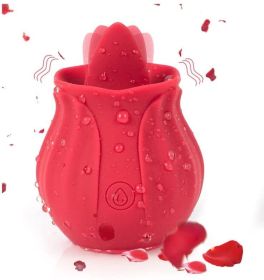 Rose Sex Toy For Women;  Waterproof Vaginal Suction Vibrator;  Intimate Nipple Sucking Cup;  Oral Clitoral Stimulato - Red