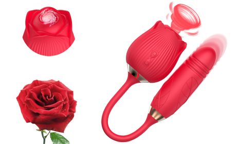 10 Speeds Vibration Suction Rose Nipple Clitoral Sucking Vibrator Sex Toy - Red