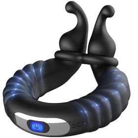 Penis Ring Silicone Cock Ring Adjustable Vibrating Ring Mass - BLACK