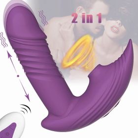 Wearable Thrusting Vibrator Clit Sucking Dildo G-Spot Massager Sex Toy LGBT Friendly - Purple