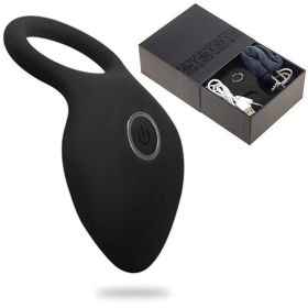 Penis Ring Vibrating Clitoris Stimulator G Spot Sex Toys For Couple Vibro Delay Lick Vagina Orgasm Lock Fine Sleeve Vibrator - Black