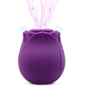 Rose sucking device;  tongue licking female masturbator;  clitoral stimulation;  rose vibrator - Purple