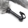 Leather Whip Handle Fox Tail Fur Fetish Ass Spanking Paddle Flogger BDSM Flirt Slave Erotic Sex Toys for Female Male Couples - yellow