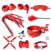 SM Bondage Restraint Set Sex Handcuffs Whip Anal Beads Butt Plug Anal Plug Bullet Vibrator Sex Toys for Woman Adult S&M Fetish - nylon-red-7pcs