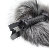 Leather Whip Handle Fox Tail Fur Fetish Ass Spanking Paddle Flogger BDSM Flirt Slave Erotic Sex Toys for Female Male Couples - yellow