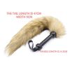 Leather Whip Handle Fox Tail Fur Fetish Ass Spanking Paddle Flogger BDSM Flirt Slave Erotic Sex Toys for Female Male Couples - yellow