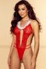 Red Sheer Floral Lace Fluffy Fur Trim Christmas Teddy - Red - S