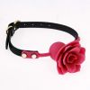 Silicone Rose Ball Gag Nipple Bondage Lace Flower Open Mouth Gags Oral Fixation Adult Sex Toys For Couples Adult BDSM Game - Wine red