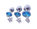 Opis – 3 piece luxury gem butt plug & anal training kit - Silver and blue