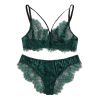 Sexy Underwear Lace Embroidery Lace Sexy Lingerie Set - S - blackish green