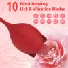 Rose Sex Toy Dildo Vibrator - 2in1 Rose Sex Stimulator for Women with 9 Tongue Licking & Thrusting Dildo G Spot Vibrators - Rose