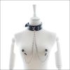 Faux Leather Choker Collar With Nipple Breast Clamp Clip Chain Couple SM Sex Toys For Woman Sex Tools For Couples Adult Games - BLACK