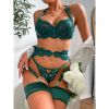 Heavy Craft Strap Binding Sexy Uniform Mesh See through Sexy Lingerie Set - S - blackish green