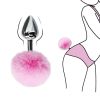 Detachable Anal Plug Real Bunny tail Smooth Touch Metal Butt Plug Tail Erotic BDSM Sex Toys for Woman Couples Adult Games - White