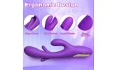 Rabbit Tapping Vibrator Dildo G Spot Vibrator with 7 Flapping Modes Sex Toys - Purple