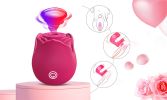 Rose Shape Sucking Vibrator G-spot Private Parts Sex Toy 7 Speed Waterproof - Red