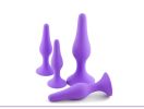 Sex Shop Purple and Black 4pcs/set 4Size Silicone Anal Plug Anal Massage Stimulate Insert Anus Adult Game Sex Toy - Blakc