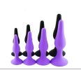 Sex Shop Purple and Black 4pcs/set 4Size Silicone Anal Plug Anal Massage Stimulate Insert Anus Adult Game Sex Toy - Blakc