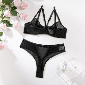 Underwear Mesh Two Piece Perspective Set (Option: Black-S)