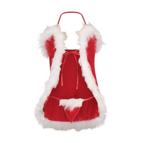 Women's Deep V Three-point Split Christmas Suit (Option: Red-L)