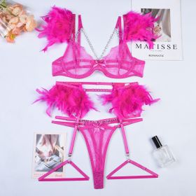 Christma Chains Lace Sexy Lingerie Women Underwear Bra Pa (Option: Rose Red-M)