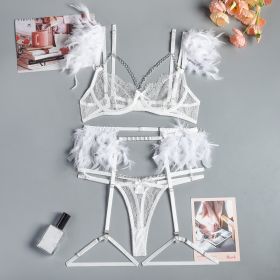 Christma Chains Lace Sexy Lingerie Women Underwear Bra Pa (Option: White-M)